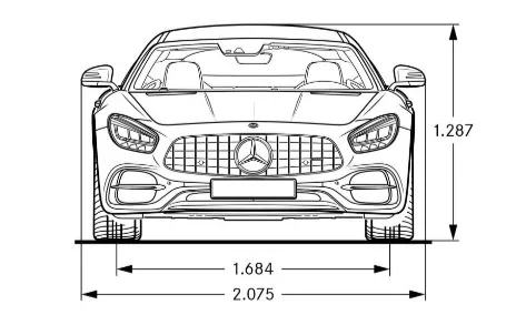 mercedes amg gt dimensioni frontale
