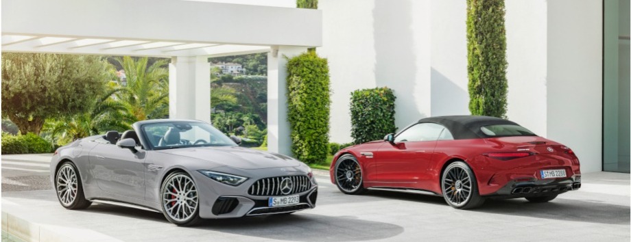 mercedes sl amg grigia e rossa cabrio